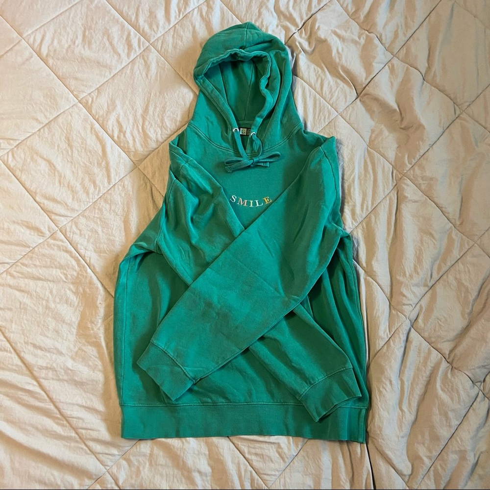 Green Smile Hoodie Size Large